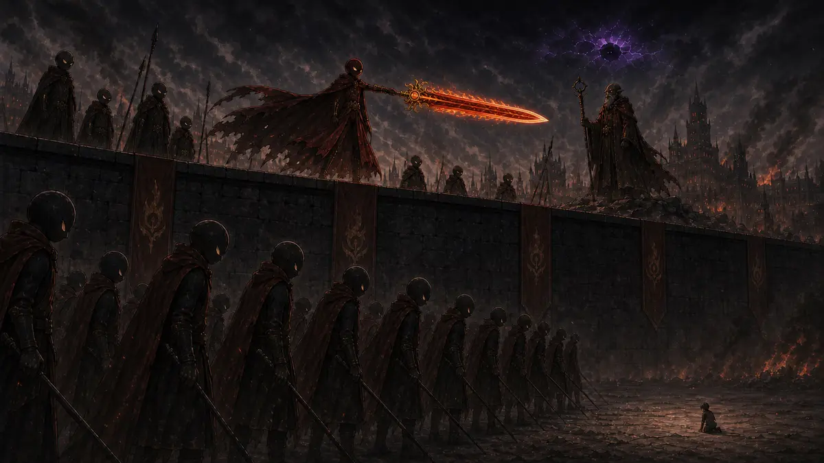 《元素世界：失落的火之心》第 30 章〈一人面對千軍〉插畫：烈昂違抗命令